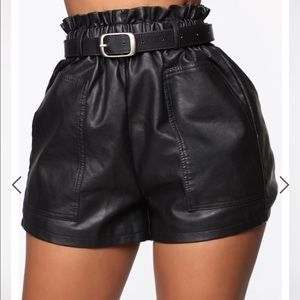 Paper Bag Leather Shorts